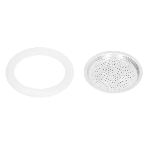 Coffee Pot Filter Sealing Ring and Filter Set Reusable Aluminum Filter Disc for Coffee Makingfor 3 People