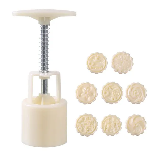 Mooncake Mold with Stamps Flowers Shape Cookie Stamps Hand Press DIY Baking Pastry Tool Mid Autumn Festival Mooncake Making