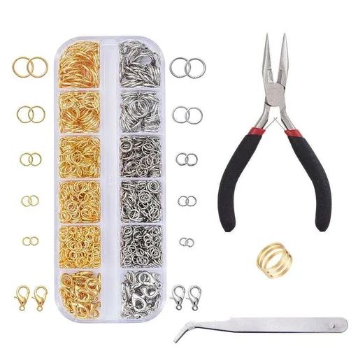 Jewelry Making Kit with Pliers, Wire and Rings - DIY Silver Gold Craft Supplies