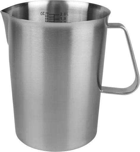 Measuring Cup with Pouring Spout - Measuring Cups with Scale - 2 Liters - Small Measuring Cups - Measuring Cups - Measuring Beaker - Cups - Measuring Jug - Measuring Cup - 304 Stainless Steel - 14.5 x 17 x 14.5 Cm (L x W x H) - Silver - For Precise W