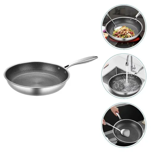 Stainless Steel Frying Pan with Honeycomb , Nonstick and Steak Skillet for Kitchen Cooking