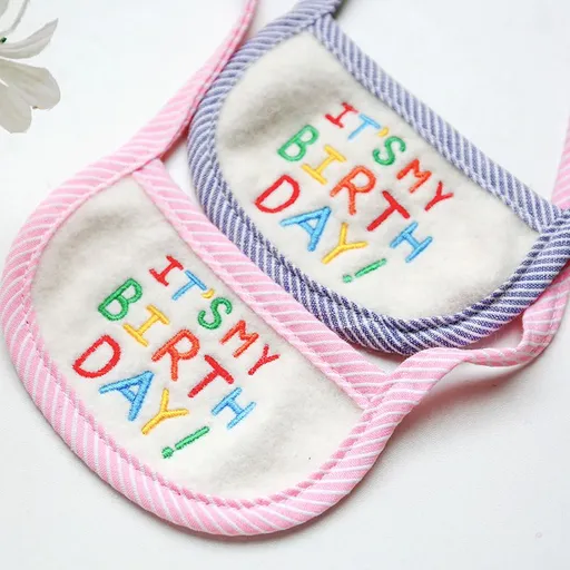 Cute Happy Birthday Embroidery Dog Bib Pet Cat Dog Bib Saliva Towel Small Dog Pets Decoration Birthday Articles （2pcs）