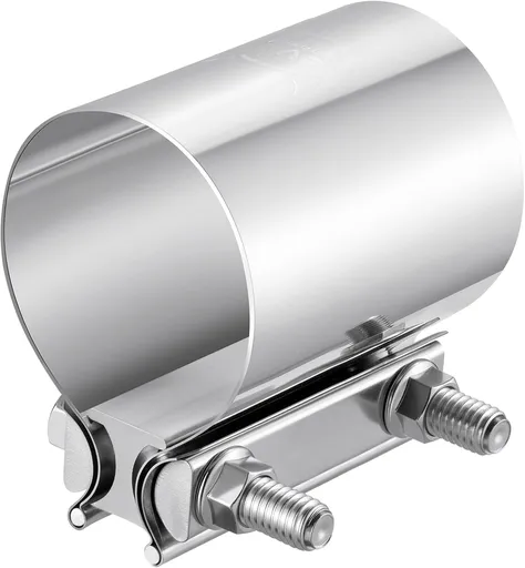 2.5 inch Exhaust Clamp, 2 1/2" Butt Joint Band Clamp Sleeve Coupler Stainless Steel for Pipes,Mufflers,Catalytic Converters (1PC, 2.5 in)