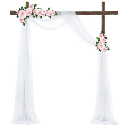 Wedding Arch Draping Fabric 1 Panel of 50*570cm White Chiffon Drapery for Outdoor Ceremony Wedding Ceiling Decorations