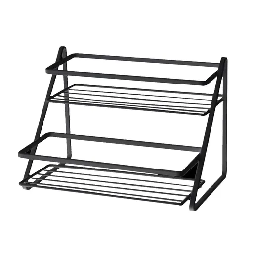 Kitchen Countertop Storage Rack Space Saving Multifunctional 2 Tiers Spice Toiletries Makeup Counter Standing Shelf Black