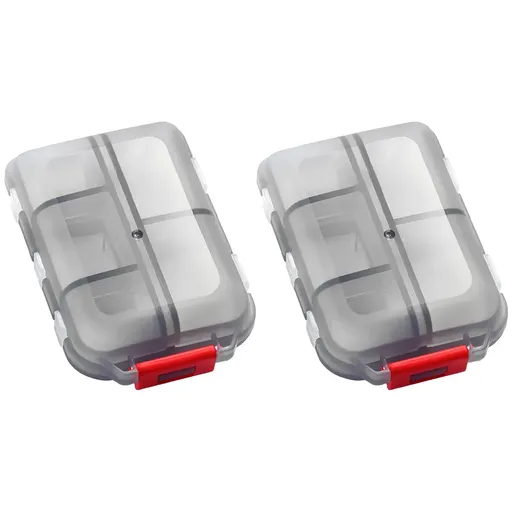 Small Pill Case Vitamin Holder Container 6/10Compartments Double Layer Holder - Red-2PCS