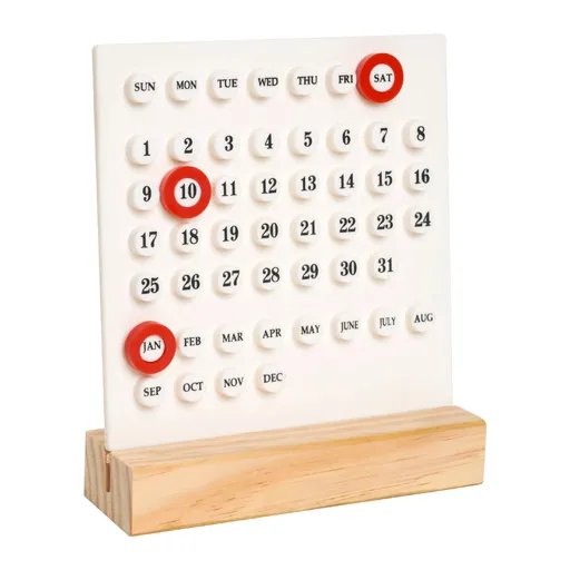 1 Piece Wooden Perpetual Desk Calendar with Retro Date Display for Home Offices, Study Desks and Everyday Decorative Organisation, Black