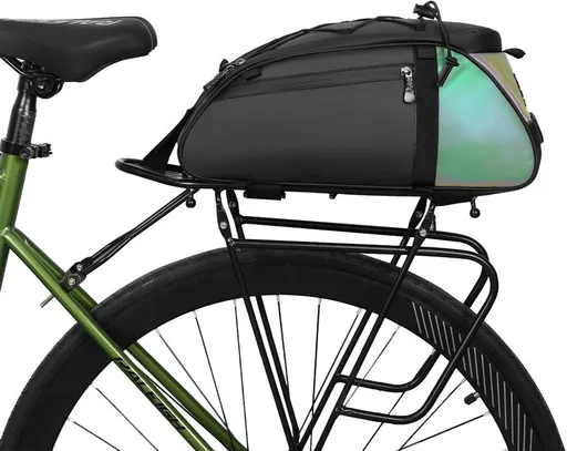 12L Waterproof Bicycle Rack Bag for Rear Luggage, Black