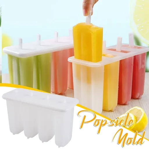 Popsicle Mold with Lid | Ice Cream Maker for Homemade Frozen Treats | Reusable Silicone-Free Popsicle Ice Box | 8 Cavity Mold for Fruit Juice Yogurt Pops | Flat Bottom Conical Mold for Kitchen