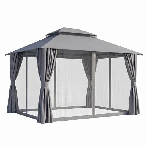 Instahut Gazebo 3x3m Canopy Outdoor Steel Frame Patio Tent Curtains Marquee Grey