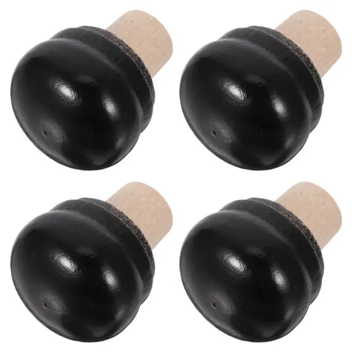 Black Wooden Wine Cork Sealer Leak-Proof Set for Home Use, 4 Pieces Wine Bottle Stoppers