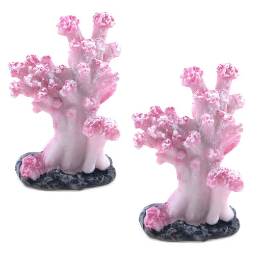 2Pcs Sea Coral Aquarium Ornament, Artificial Sea Coral Plants Decorations for Fish Tank and Aquarium(Pink)