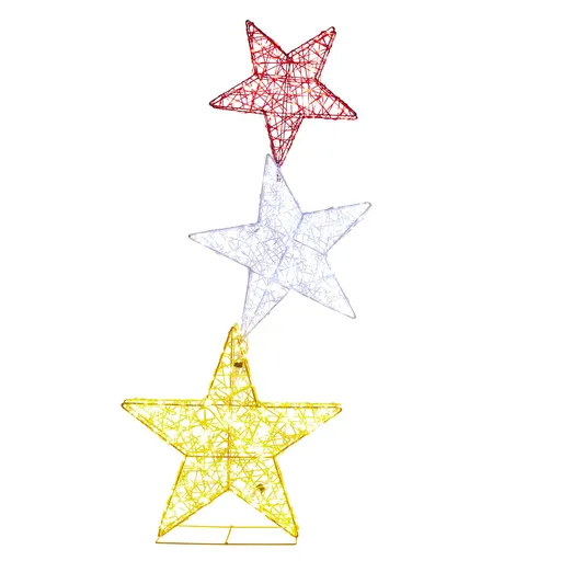 Triple Star Christmas Display 120cm with 540 LED Lights Red Gold White