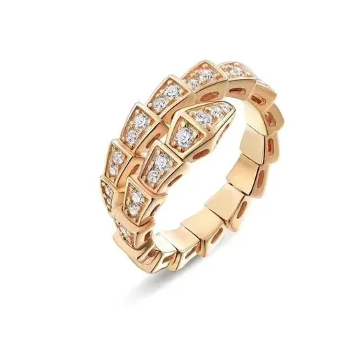 Snake Rings for Women - Ladies Alternate Ring Vintage Promise Rings Open Ring with Emerald & Diamond Snake Design