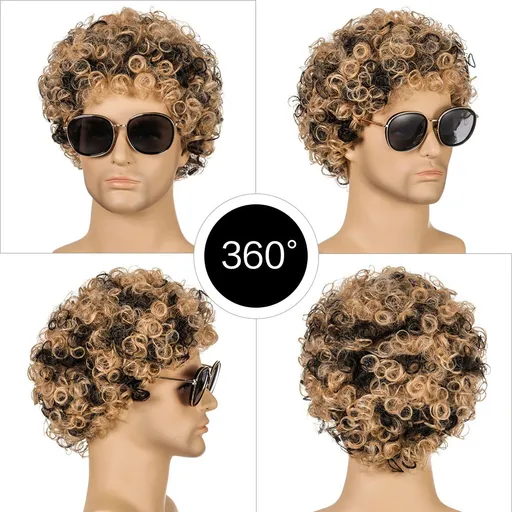 Men Short Curly Wig Hair Wig Cap Party Hair Wig Cap Wig Hair Wigs Wig Costume Accessory Wig for Men Wig Cap Hairstyles Brown
