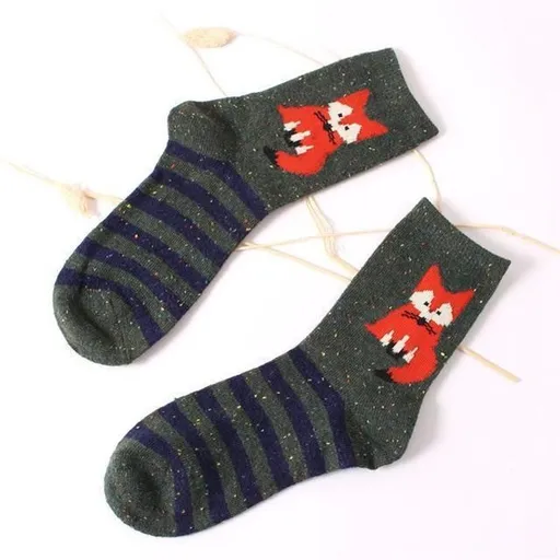 House Of Dasein Snowy Little Fox Socks - Navy Wolf