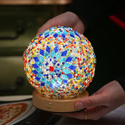 Blue Handmade Mosaic Glass Lamp - Vibrant Decorative Table Light