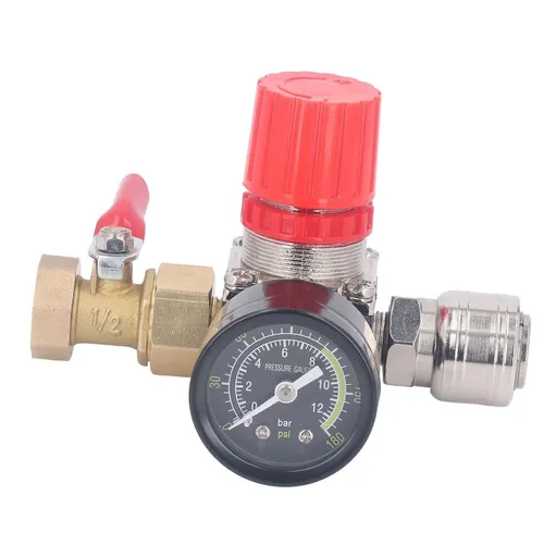 Air Compressor Regulator with Gauge Air Compressor Regulator, 0-180 PSI Air Gauge Regulator 4 Way Valve for Pneumatic Tools 1/2in NPT