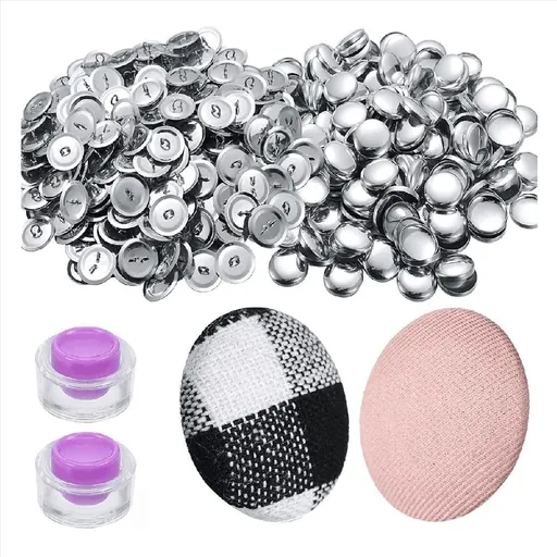 100 Sets Cover Buttons Kit with Tools Size to Self DIY Fabric Cloth 0.59 Inch