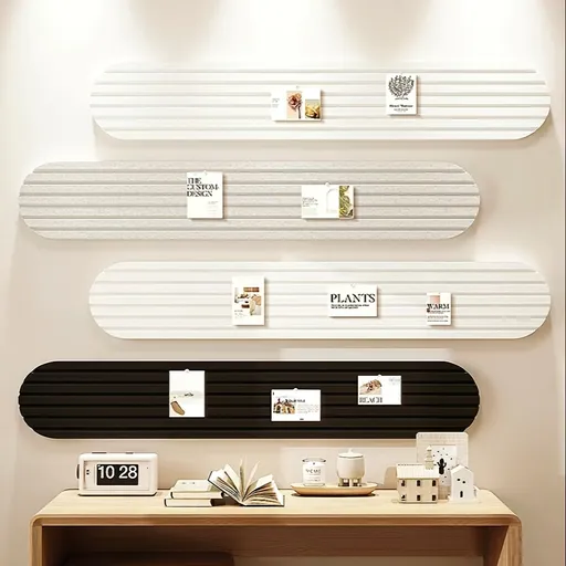 4pcs Self-Adhesive Felt Board Wall Stickers for Bedroom, Office & Home Decor, Soft Bulletin Boards That Won't Damage Walls Black+Gray+White with Adhesive & Thumbtacks