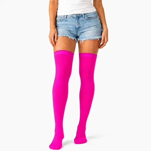 Over Knee Stay Up Stockings Hosiery Party Costume Socks - Hot Pink