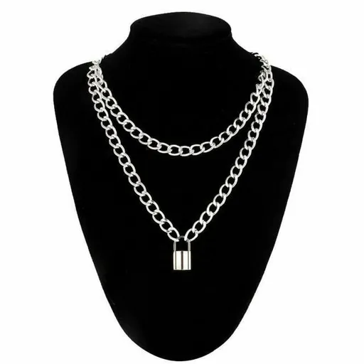 House Of Dasein Chain Padlock Necklace Bdsm Symbolic Jewellery Gift For Submissive - Silver - Small Lock