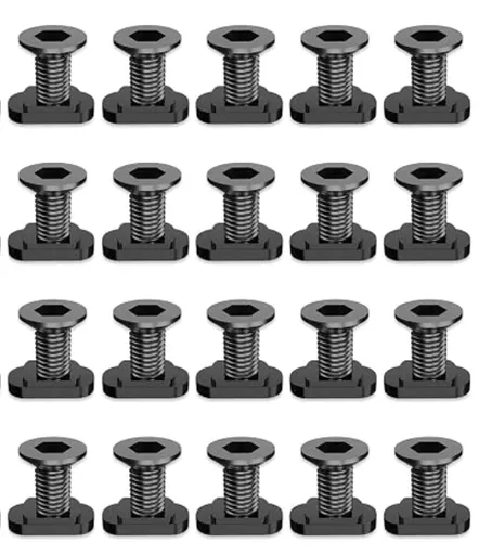 20Pcs Screw and Nut Set with 2 Allen Wrench 12mm Steel Rail Mount Screw and T-Nut Kit Rustproof T Replacement Set M4 Rail Hardware Kit for System(Black)