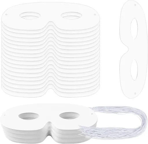 Paper Eye Masks Blank 100 Pack 18.5cm x 6.3cm White Craft Masks for Cosplay Halloween Party