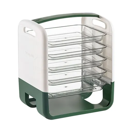 Four Layers Dish Preparation Plate Drawer Design Plastic Vegetable Preparation Rack Kitchen Storage Rack Green