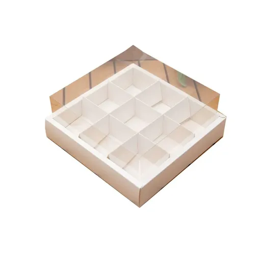 Clear Plastic Nine-grid Cake Box Pack of 10 Storage Containers High Quality - White
