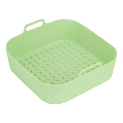 Reusable Fryer Silicone Liners 7.9in Square Fryer Silicone Basket Bowl with Handles Heat Resistant Non Stick Dishwasher Safe