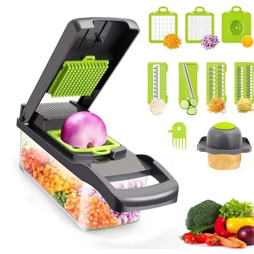 Vegetable Chopper, Pro Onion Chopper, Multifunctional Veggie Chopper With 8 Blades,Carrot and Garlic Chopper With Container