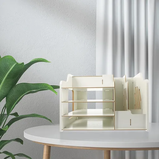 Versatile White Desk Organizer with Lockable Drawer for Pen and File Storage in Home Office