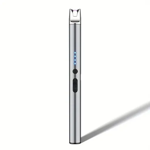 USB Rechargeable Arc Lighter, Compact Kitchen Tool with Flameless Plasma Windproof Design, Equipped with a 170mAh Lithium Polymer Battery, Perfect for Candles, Barbecues, and Travel Silvery