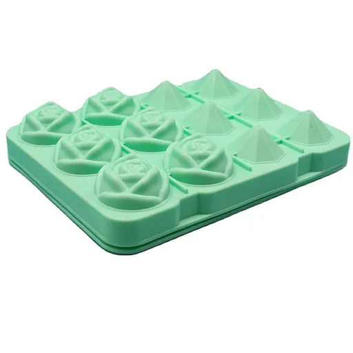 Silicone Ice Cube Tray 12 Cavity Rose and Diamond Design Easy Release BPA Free