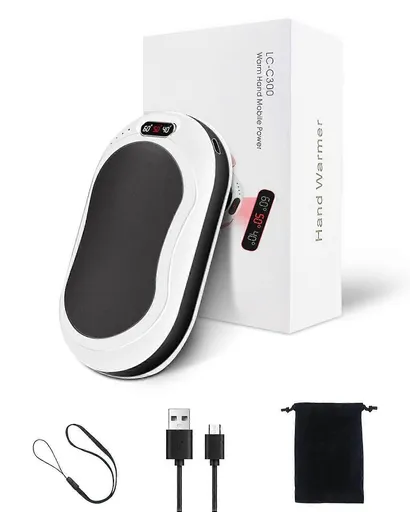10000mAh Rechargeable Hand Warmer & Power Bank - 2-Sided Heating, Portable USB