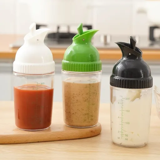 3 Pack Salad Dressing Shaker, 7 Oz Good Grips Dressing Mixer Shaker Bottles, Black & White & Green