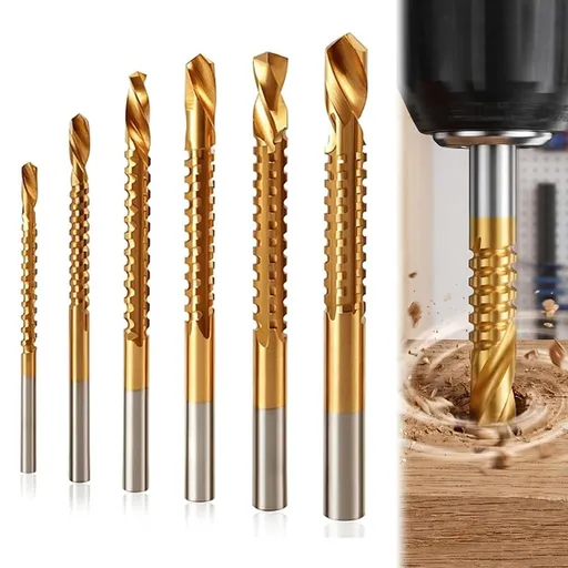 Titanium Coated Drill Bit Set, HSS Twist Side Cutting Drill Bit,Multi Material Spiral Drill Bit Set,135° Split Point, Round Shank,Hole Holesaw Tool for Plastic Metal Wood