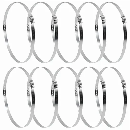 8 Inch Stainless Steel Hose Clamps, Worm Gear Duct Clamps Adjustable 194-216mm - Pack of 10