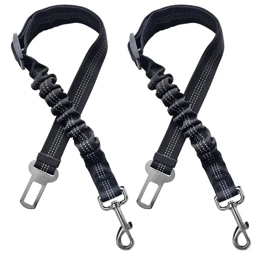2 Dog Seatbelt Seat Belt Car Harness Leash Travel Accessories Bungee Anti Shock Pet Cat Adjustable Lead Clip Safety Seats Black