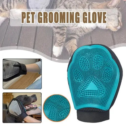 2 in 1 Pet Grooming Glove Deshedding Mitt for Cats and Dogs Hair Removal