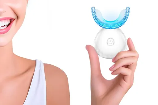 Portable Teeth Whitening Kit with Blue Light Technology - White