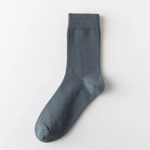 Men Cotton Mid Calf Socks Antibacterial Breathable Dark gray All yards