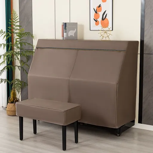 Leather Upright Piano Cover, Piano Full Cover Dustproof Waterproof, Universal Upright Piano Leather Protective Cover, Block Sunlight, Moisture, Dust - Orange - Size Single seat cover+piano cover