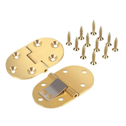 Solid Brass Butler Tray Hinge 2-1/2"x1-1/2" with Screws Satin Finish for Folding Tables - Gold , 2Pcs 3.0mm