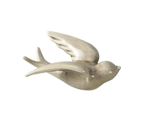 Attractive Hanging Pendant Widely Use Ceramic 3D Bird Shape Wall Crafts Ornaments for Home-Grey S