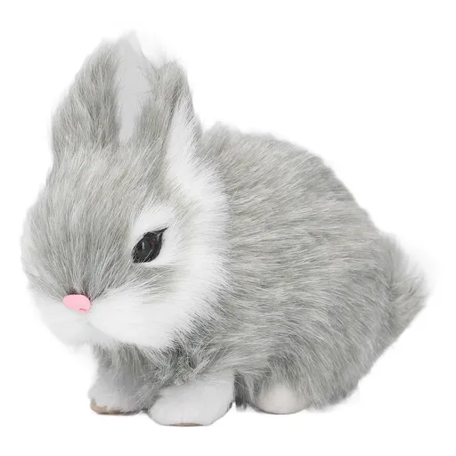 Miniature Plush Rabbits Plastic Plush Material Soft Comfortable Durable Rabbits Stuffed Doll for Table DecorationGrey