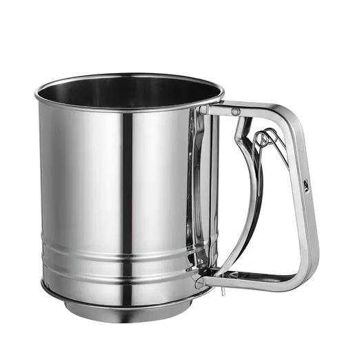 Baking flour sieve, 304 stainless steel 3-cup flour sieve, fine mesh sieve, fast powder screening machine