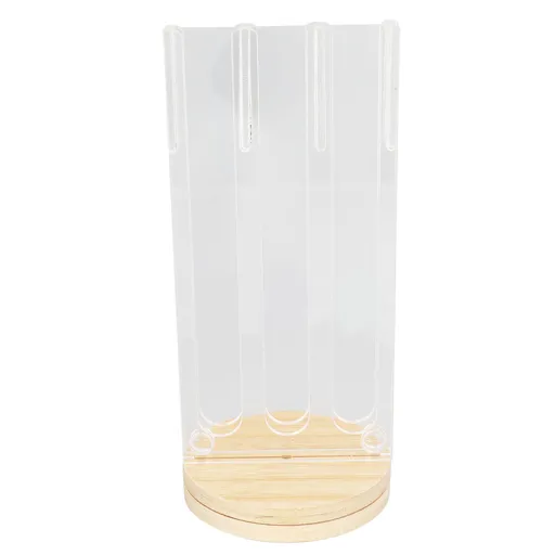 Coffee Capsule Holder Acrylic Bamboo Wood 48 Holes Rotatable Pod Rack Stand for Home