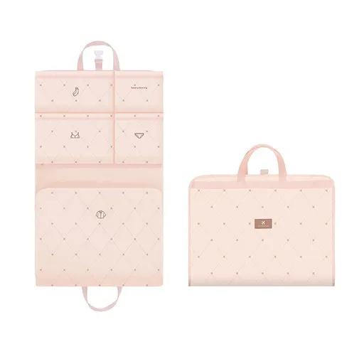 Light Pink Travel Storage Organizer Bag - Multi-Compartment Lightweight Foldable Luggage Organizer for Clothes, Underwear, and Accessories - Portable and Durable Packing Solution for Travel & Business Trips